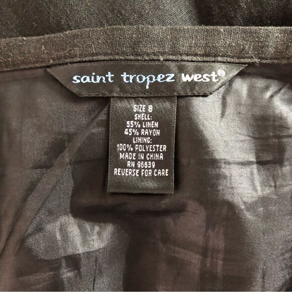 Saint Tropez West Linen Blend Full Skirt Embroidery Rope Waist Tie Size 8 - Picture 7 of 10